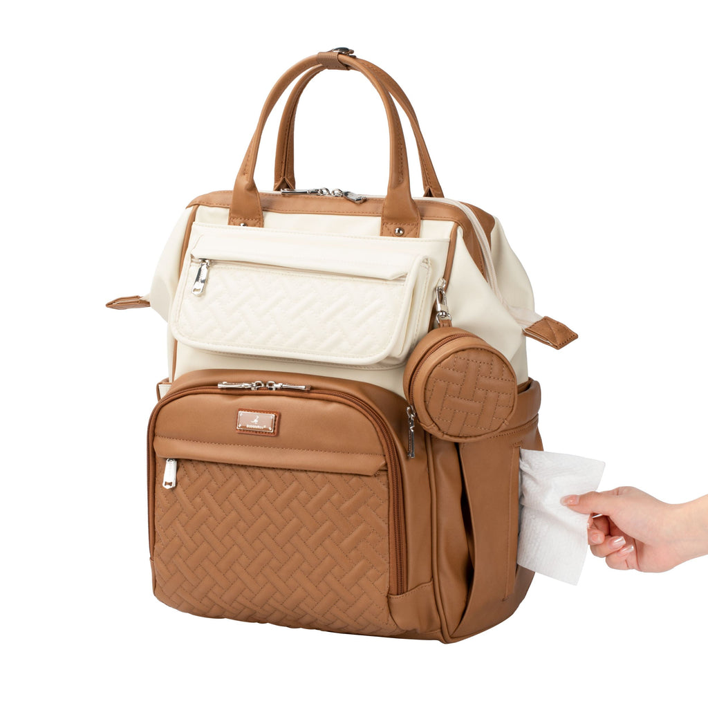 Diaper Bag Backpack, Spacious & Stylish Nappy Organizer, Coffee Cream