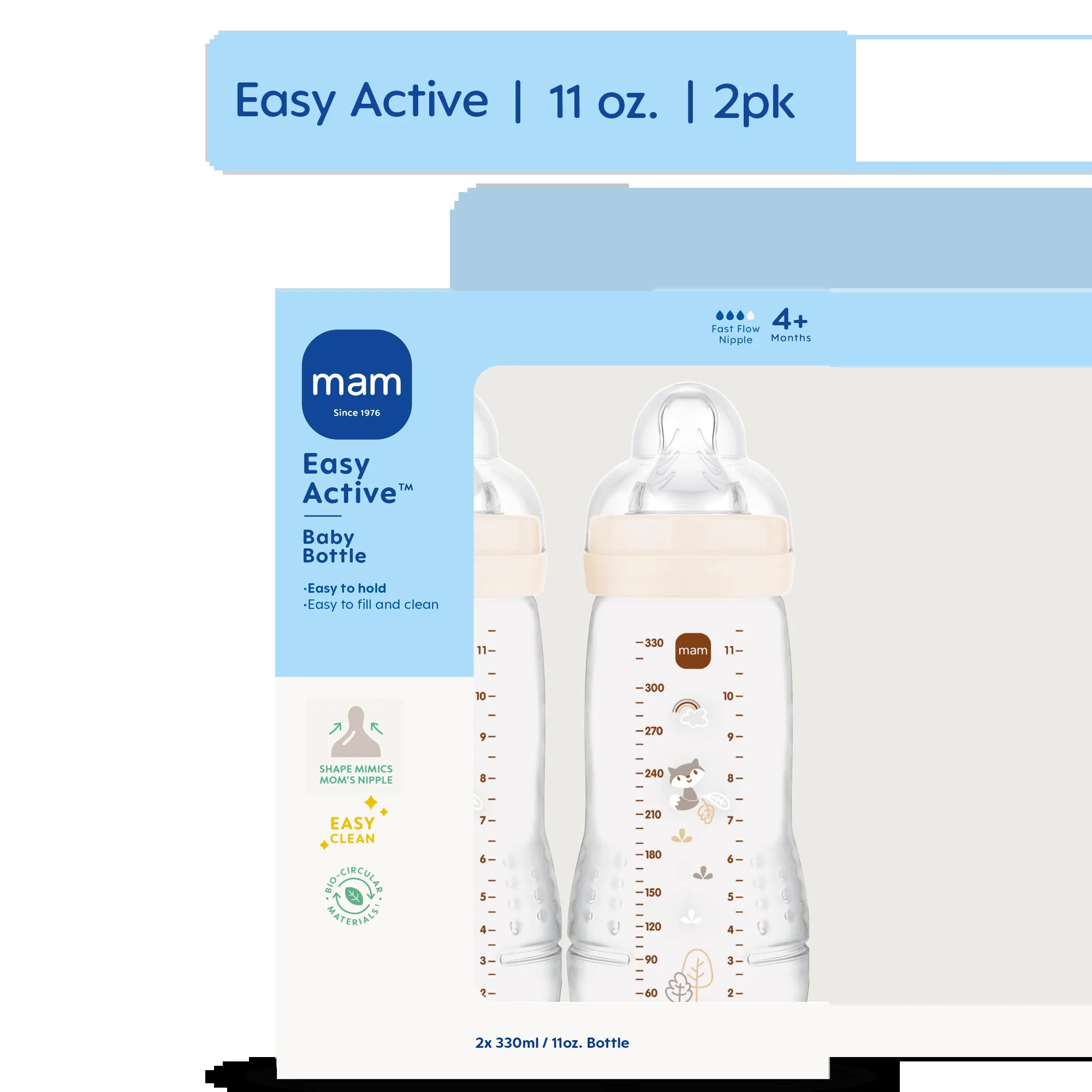 Easy Active 11Oz Bottle, 2 Pk, Unisex