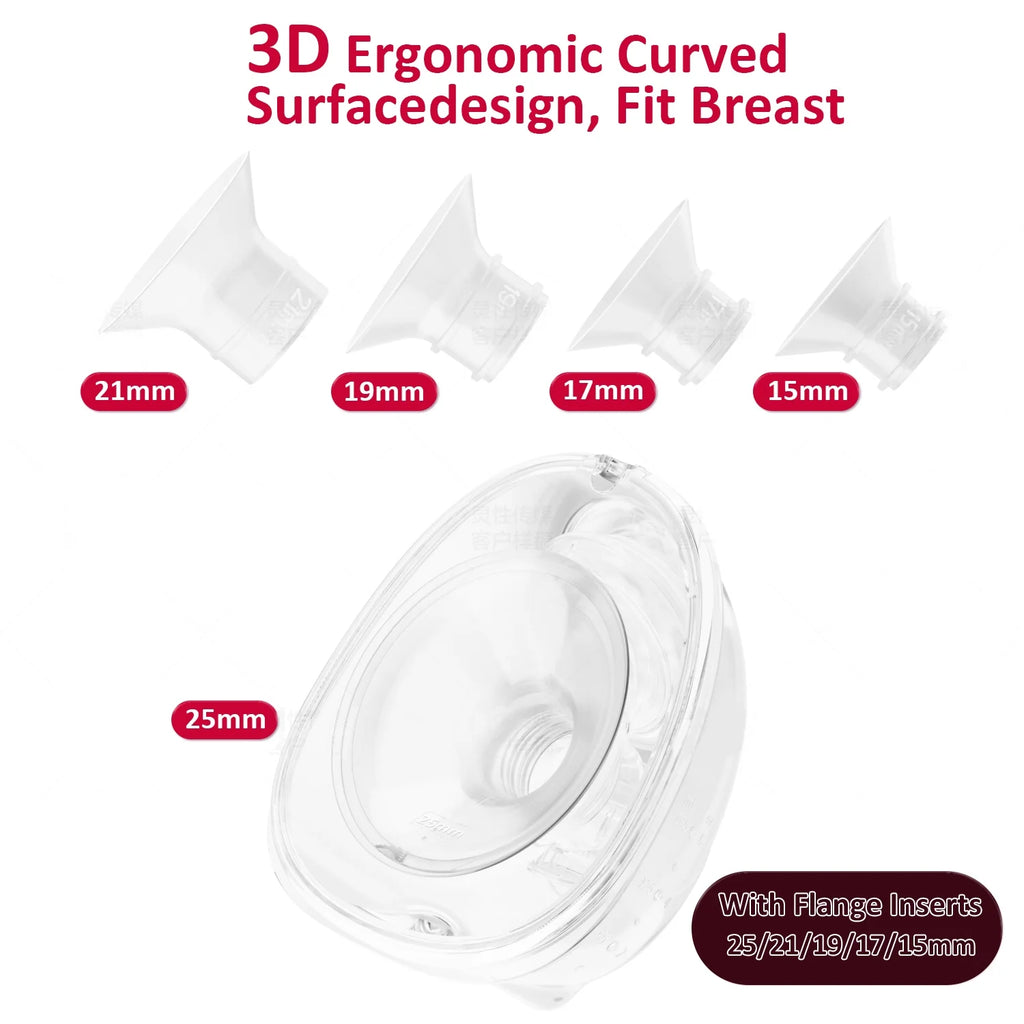 D6 Milk White Electric Hands Free Breast Pump Wearable Lower Noise Breastfeeding Strong Suction 180Ml/6Oz
