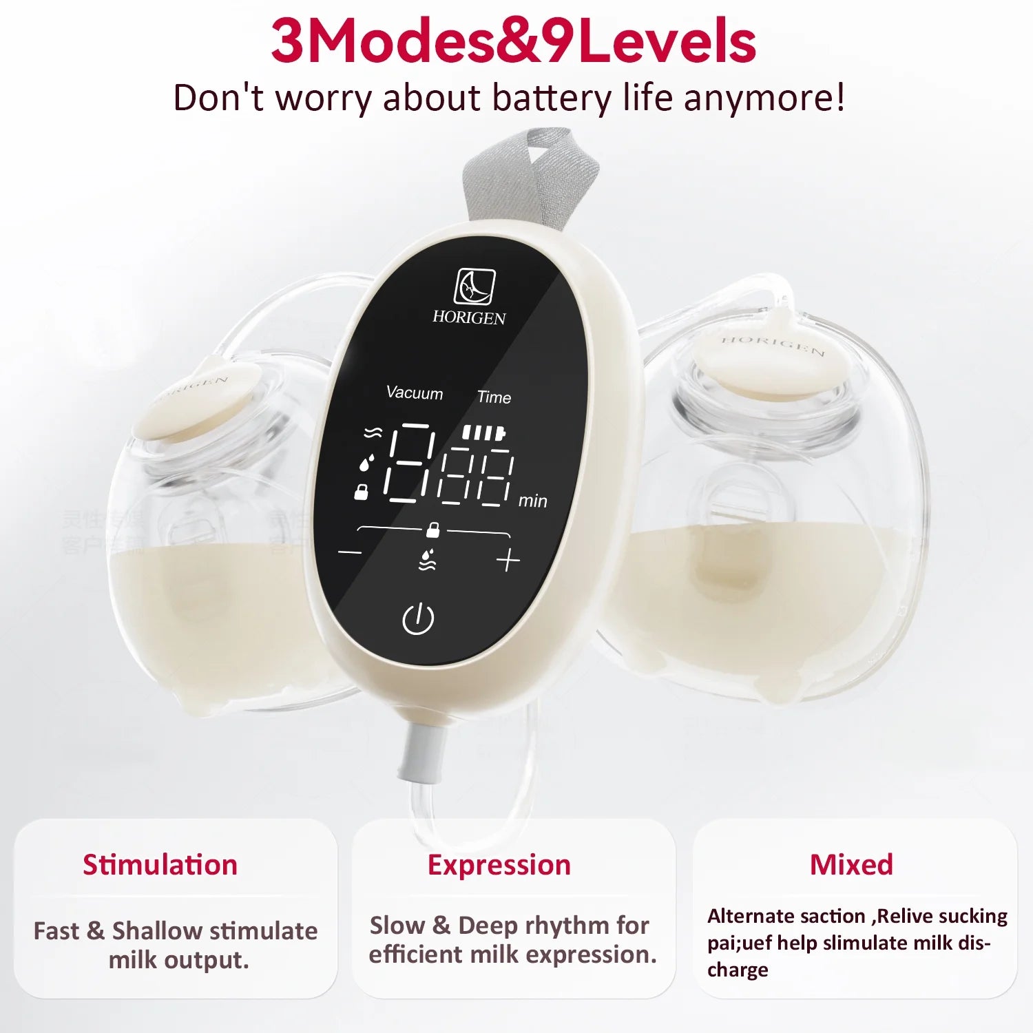 D6 Milk White Electric Hands Free Breast Pump Wearable Lower Noise Breastfeeding Strong Suction 180Ml/6Oz