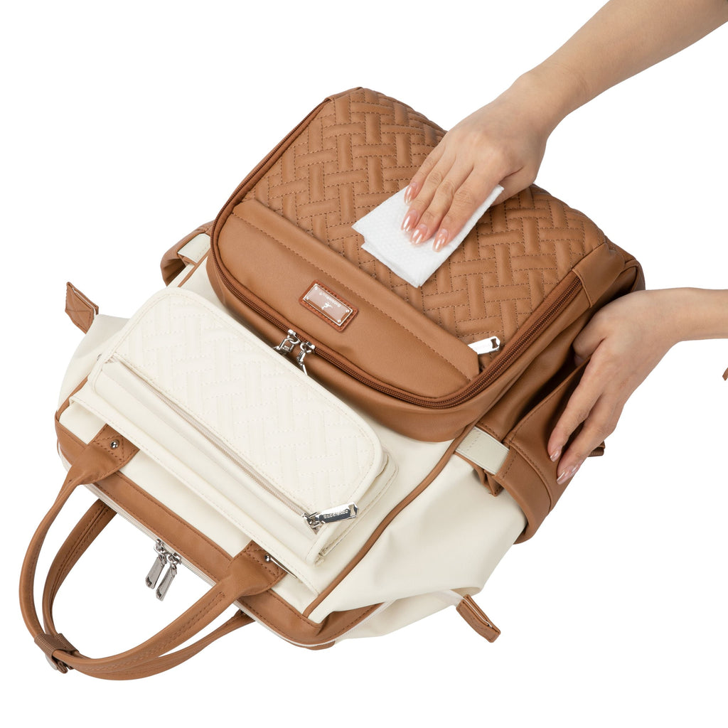 Diaper Bag Backpack, Spacious & Stylish Nappy Organizer, Coffee Cream