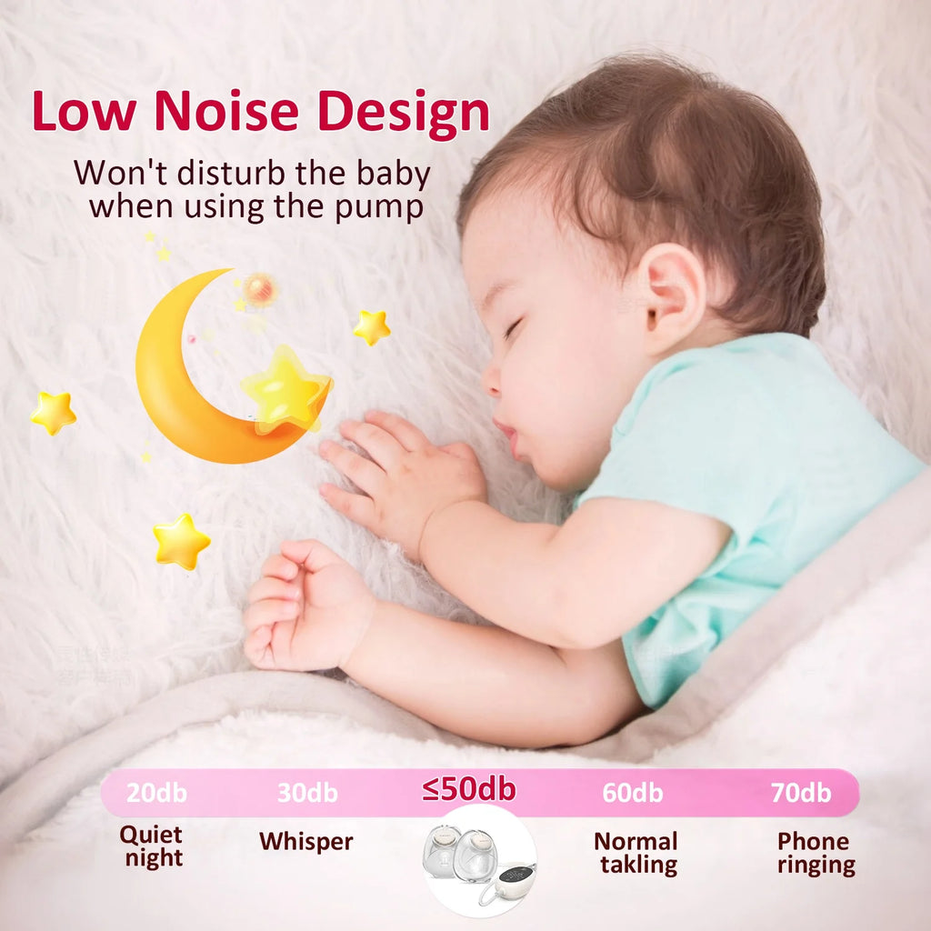 D6 Milk White Electric Hands Free Breast Pump Wearable Lower Noise Breastfeeding Strong Suction 180Ml/6Oz
