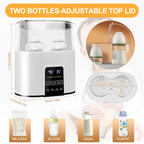 Baby Bottle Warmer,  4-In-1 Double Bottles Warmer & Sterilizer Fast Milk Warmer Babies Food Heater/Defrost with LCD Touch Display & 48H Accurate Temperature Control for Breastmilk/Formula