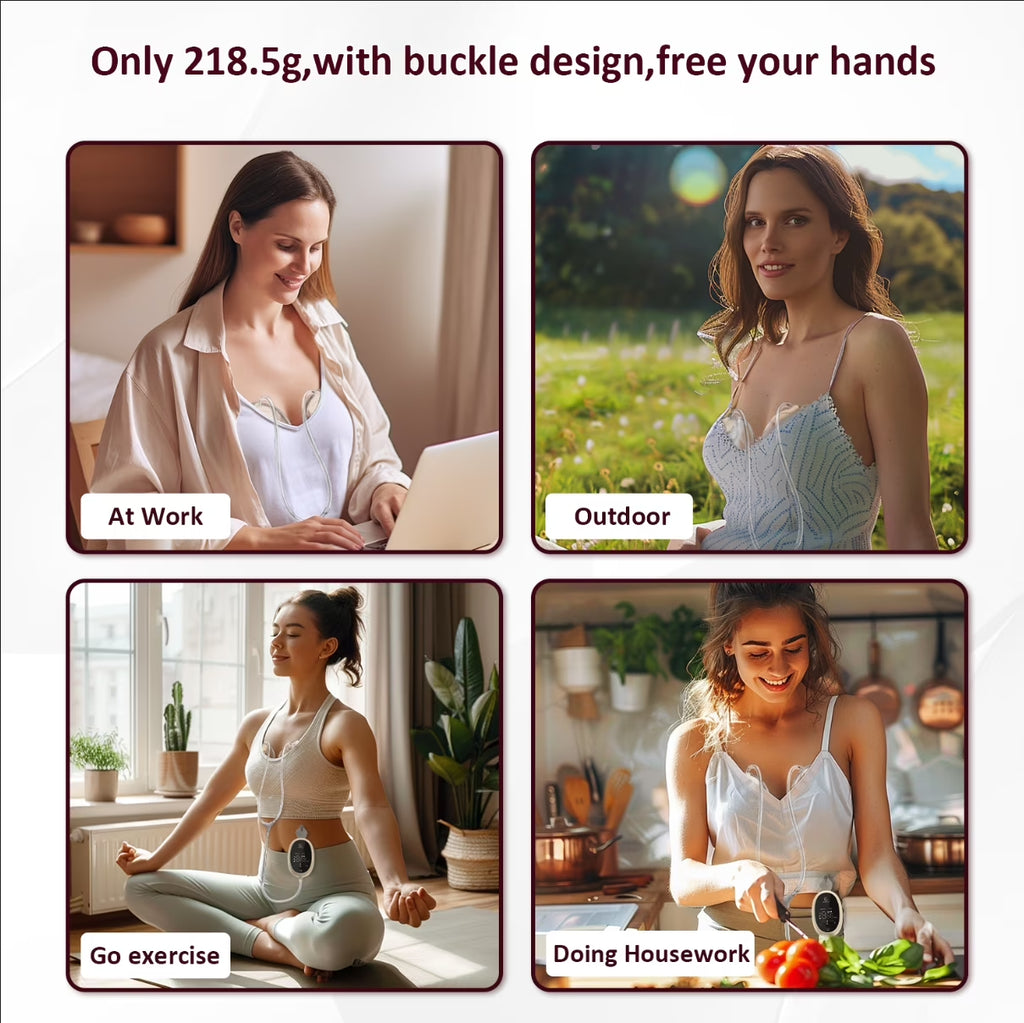D6 Milk White Electric Hands Free Breast Pump Wearable Lower Noise Breastfeeding Strong Suction 180Ml/6Oz