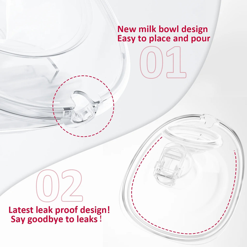 D6 Milk White Electric Hands Free Breast Pump Wearable Lower Noise Breastfeeding Strong Suction 180Ml/6Oz