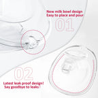 D6 Milk White Electric Hands Free Breast Pump Wearable Lower Noise Breastfeeding Strong Suction 180Ml/6Oz
