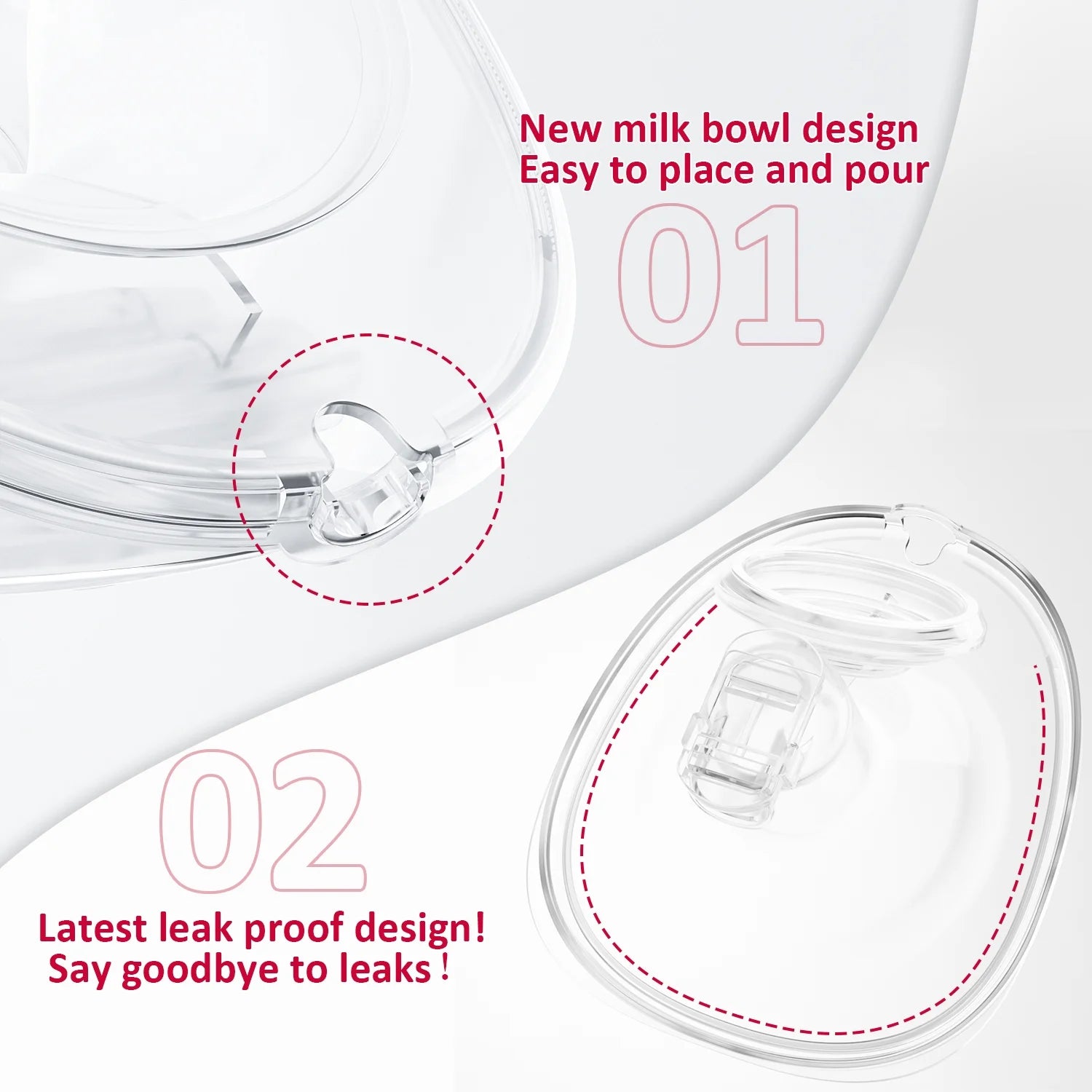 D6 Milk White Electric Hands Free Breast Pump Wearable Lower Noise Breastfeeding Strong Suction 180Ml/6Oz