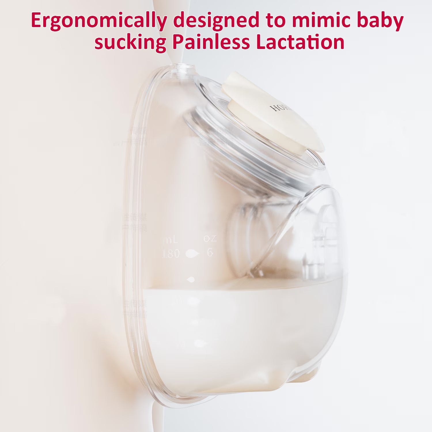 D6 Milk White Electric Hands Free Breast Pump Wearable Lower Noise Breastfeeding Strong Suction 180Ml/6Oz